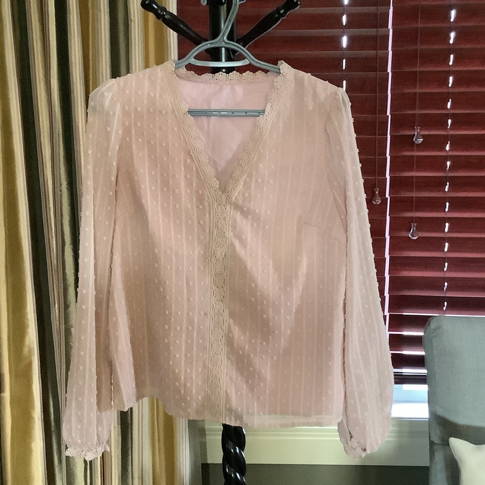 SHEIN Light Pink Textured Blouse